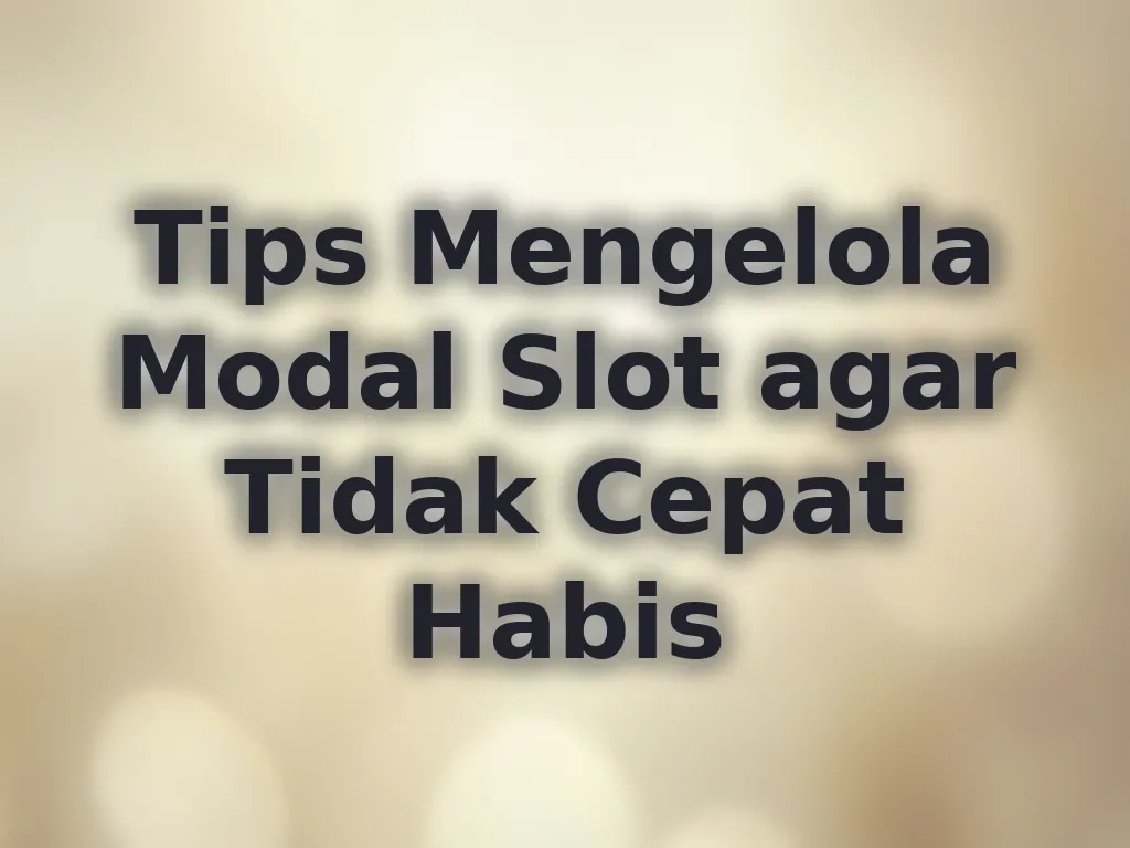 Tips Mengelola Modal Slot agar Tidak Cepat Habis
